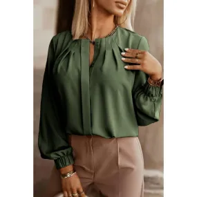 Chemise élégante à col rond, olive